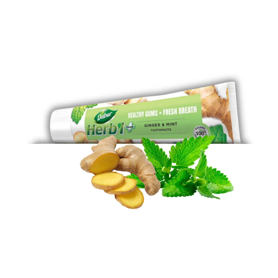 Dabur Herb'l Pasta Dental Ginger & Mint + Cepillo de Dientes 150 gr