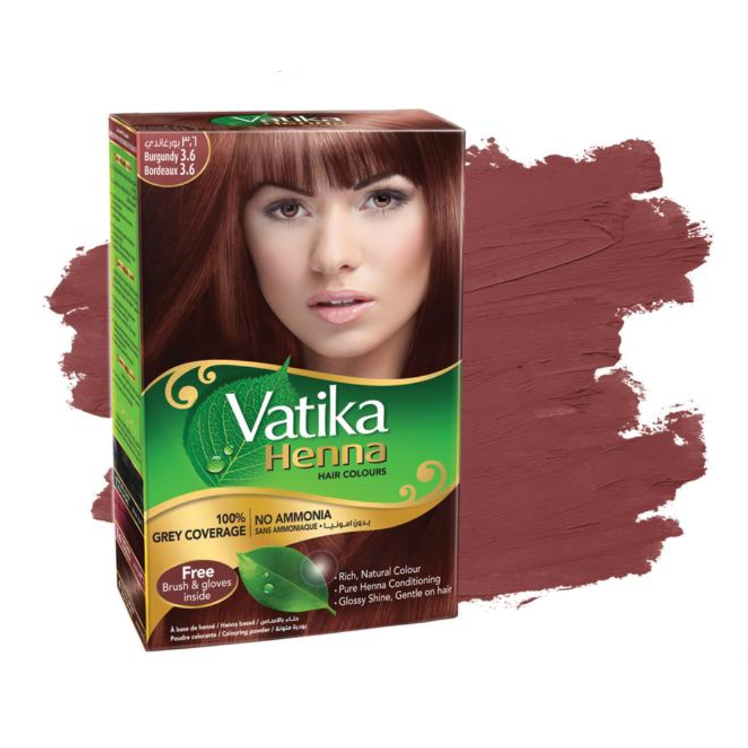 Vatika Henna Tintura Coloración Borgoña 6 Sachets