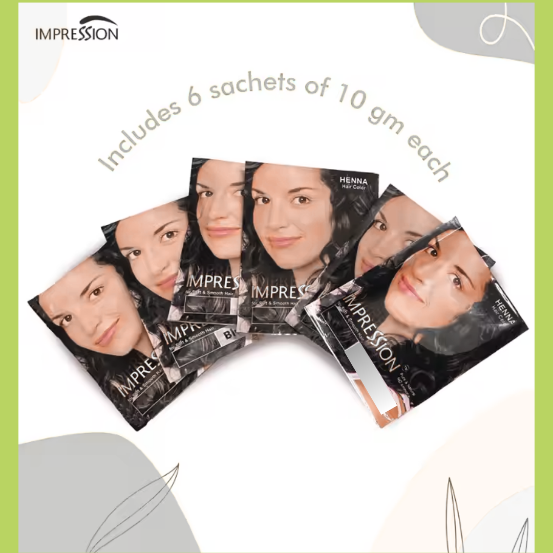 Impression Henna Hair Color Negro Azulado 10 gr X 6 sachets
