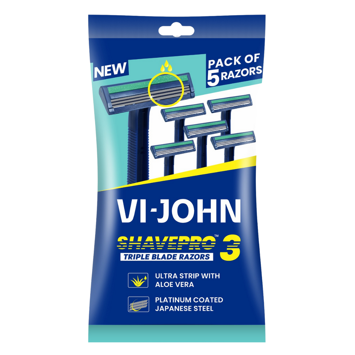 Vi-John Maquina De Afeitar Desechable Aloe Vera X 5 Triple Hojilla
