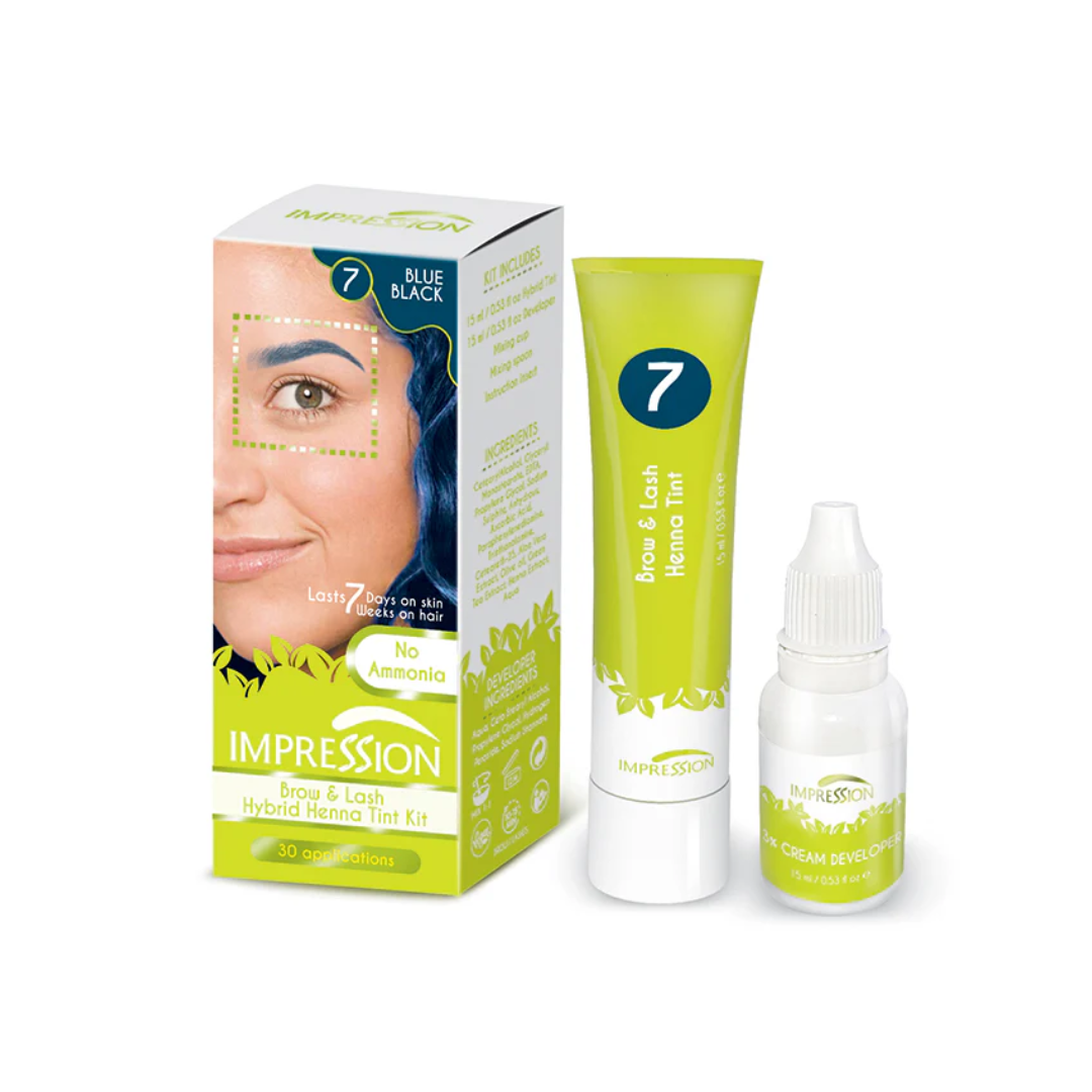 Impression Kit Hair Tintura Cejas y Pestañas Negro Azul 15ml