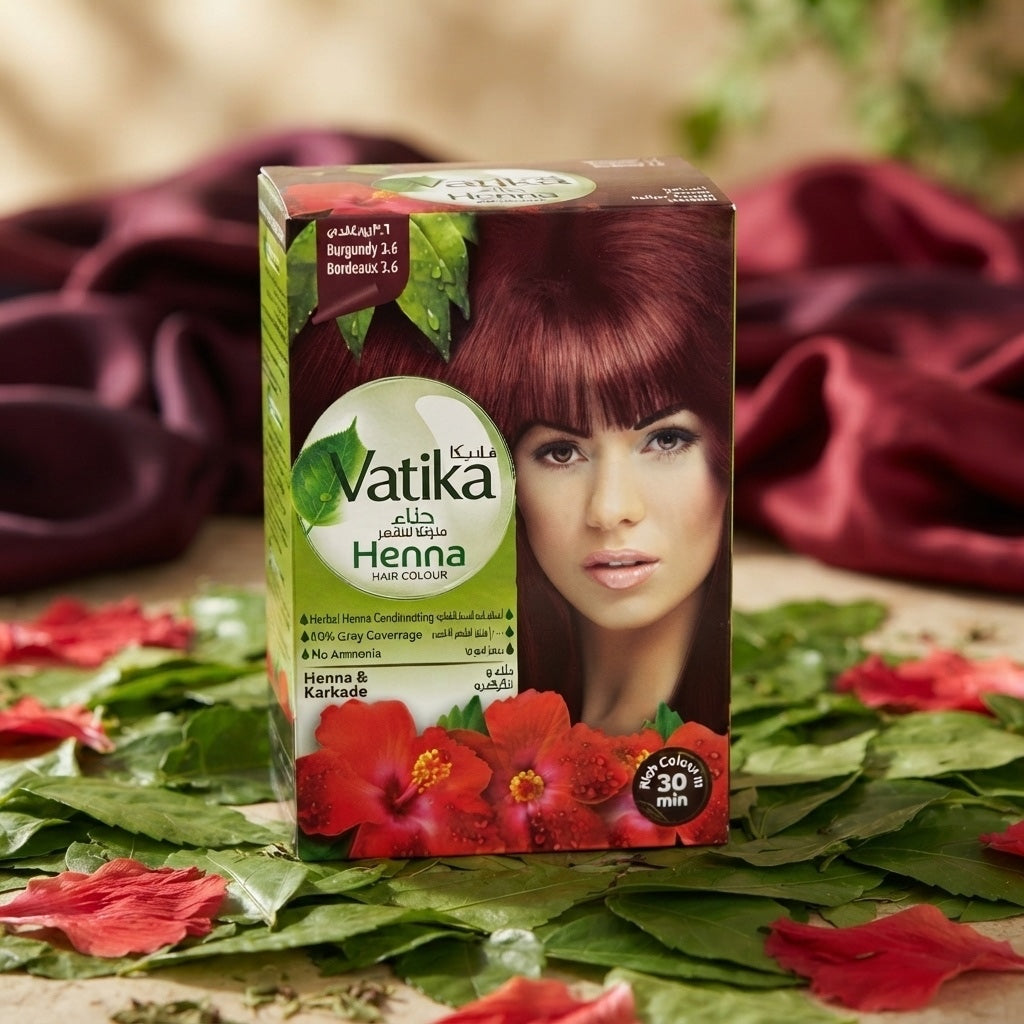 Vatika Henna Tintura Coloración Borgoña 6 Sachets