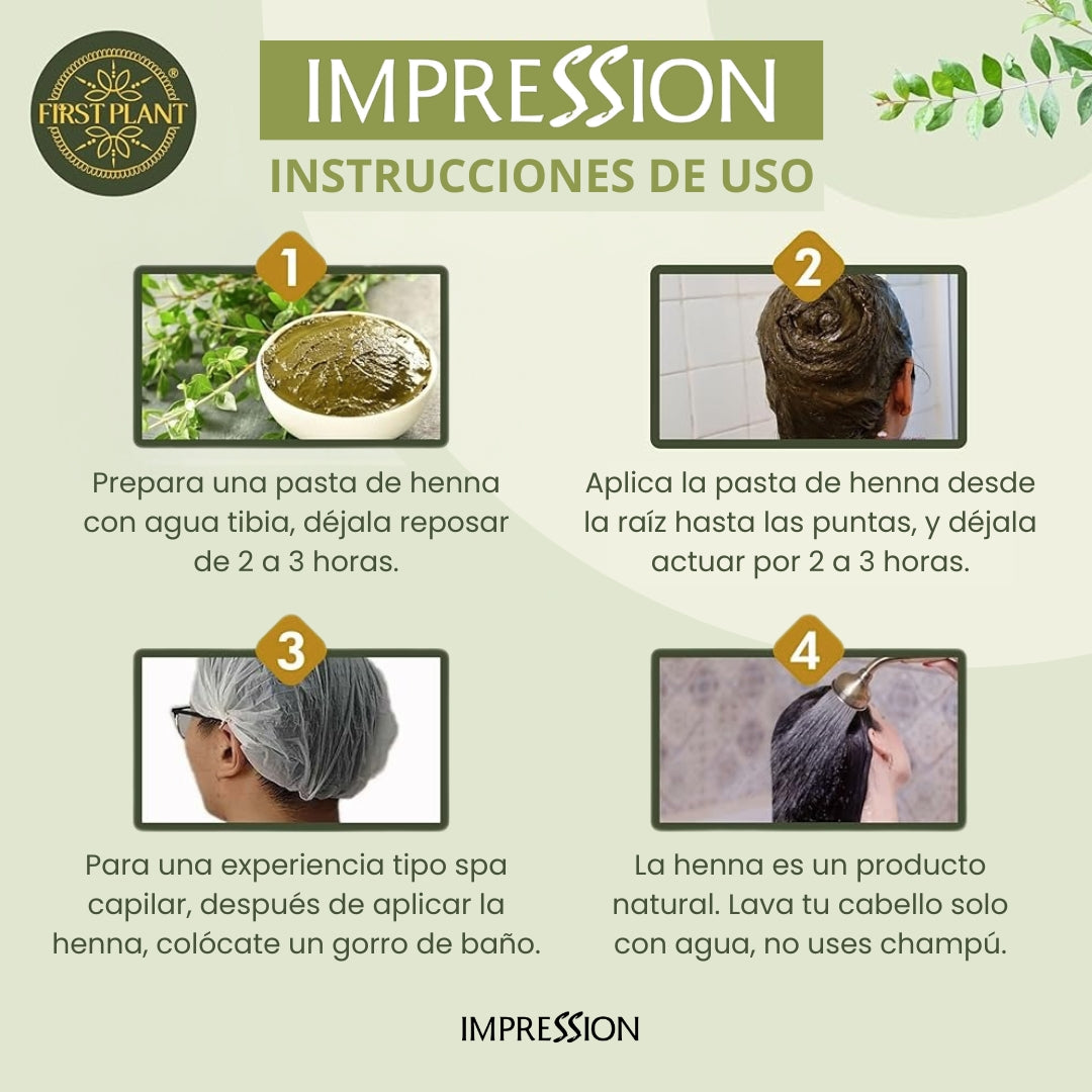 Impression Henna 100% Color Natural Castaño Dorado 3 Sachets de 50gr