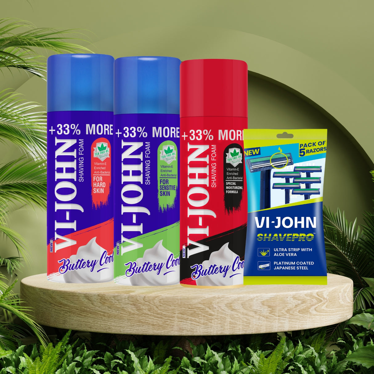 Pack 3 Espumas de Afeitar 400 gr + Maquina Desechable 5 Uds