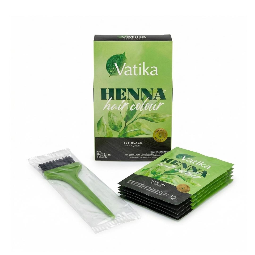 Vatika Henna Tintura Coloración Negro Azabache 6 Sachets