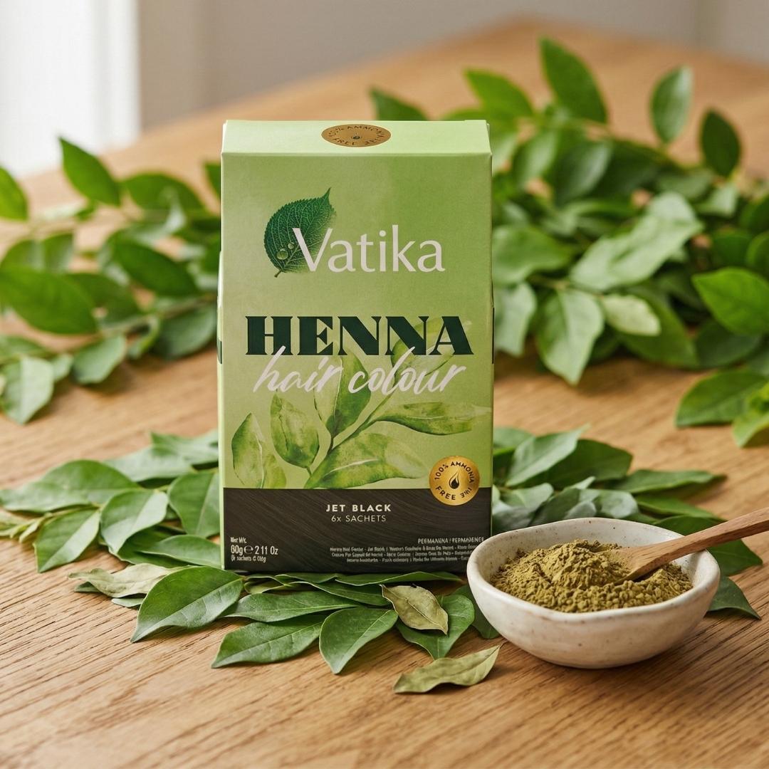 Vatika Henna Tintura Coloración Negro Azabache 6 Sachets