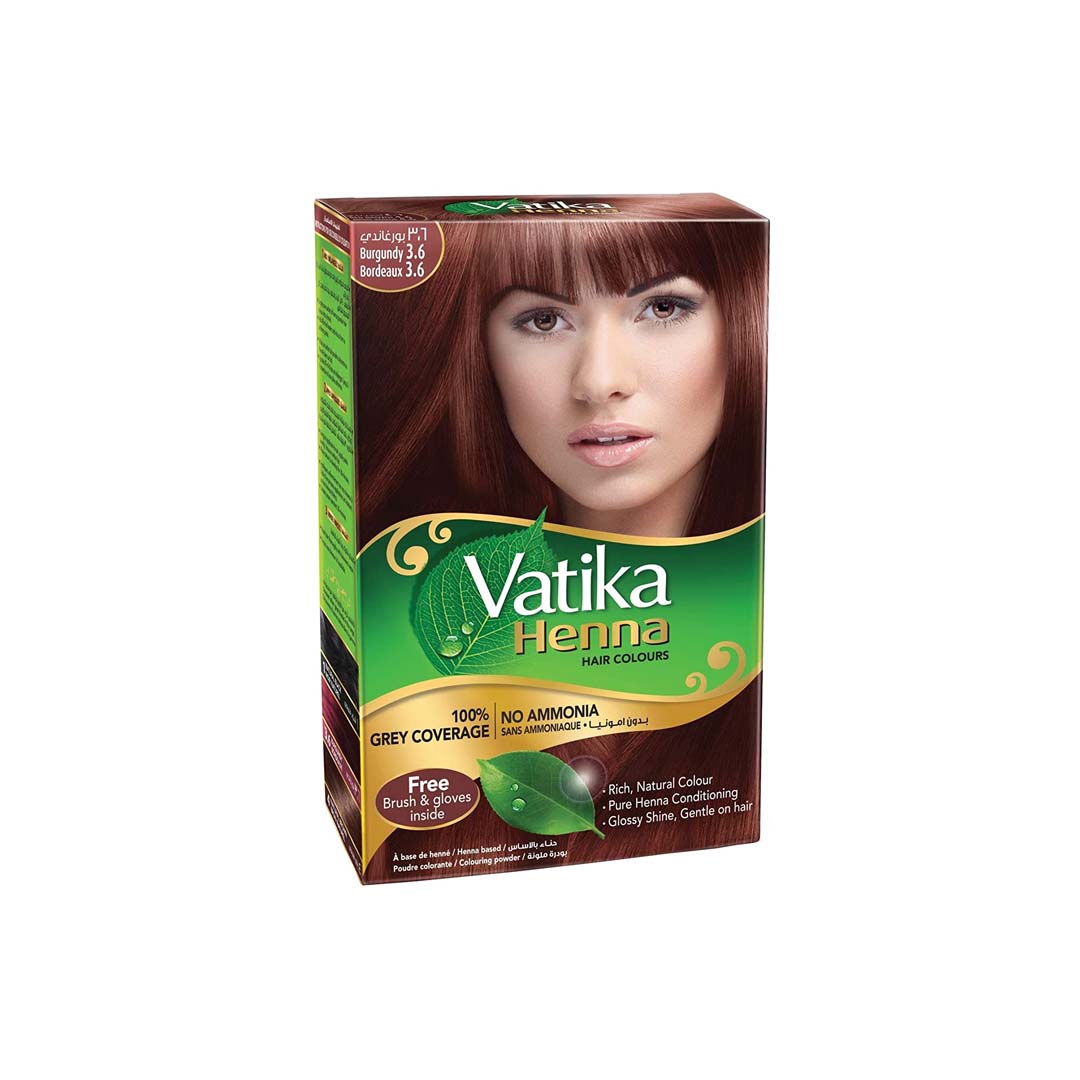 Vatika Henna Tintura Coloración Borgoña 6 Sachets