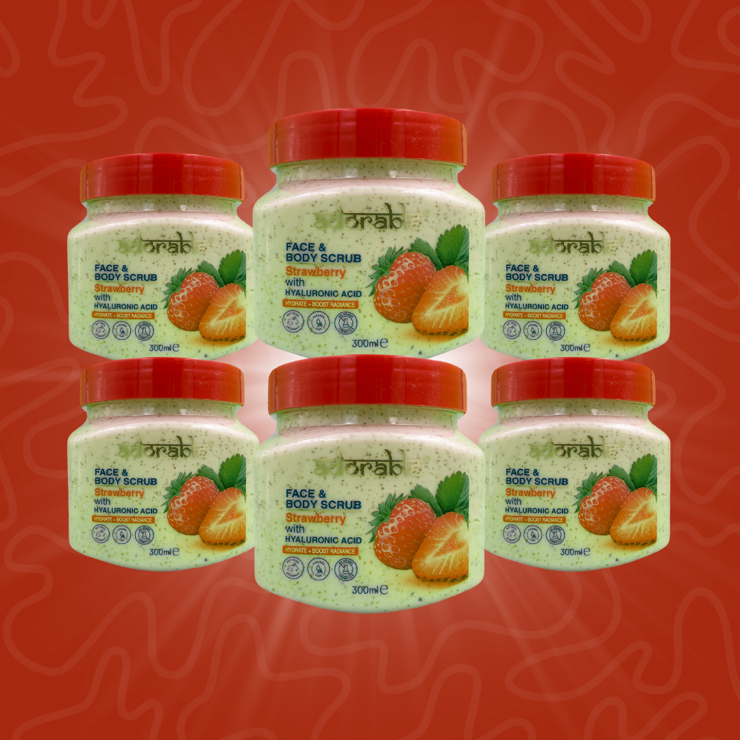 Pack Adorable 6 Exfoliantes Frutilla&Ácido Hialurónico 300ml