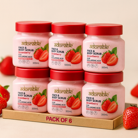 Pack Adorable 6 Exfoliantes Frutilla&Ácido Hialurónico 300ml