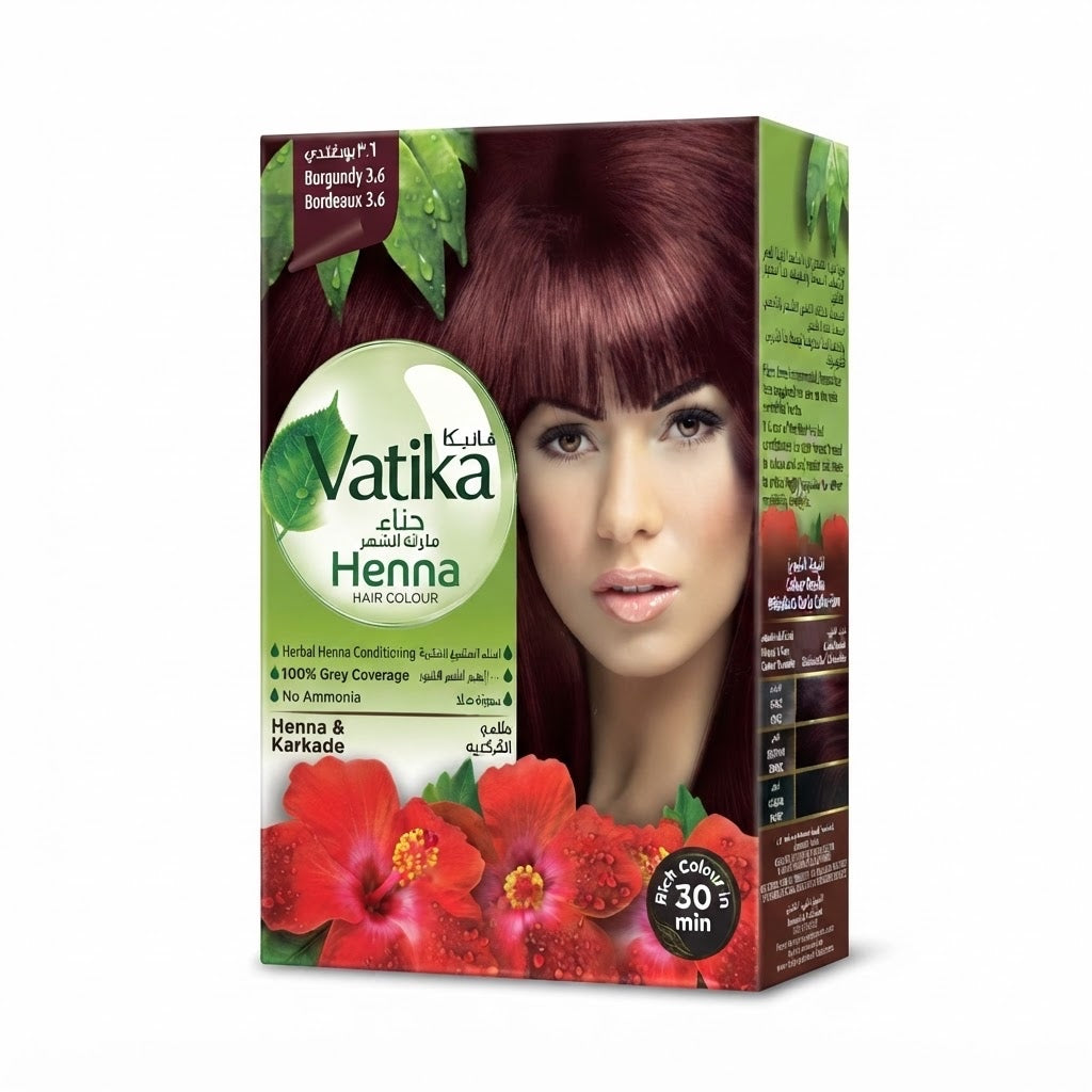 Vatika Henna Tintura Coloración Borgoña 6 Sachets