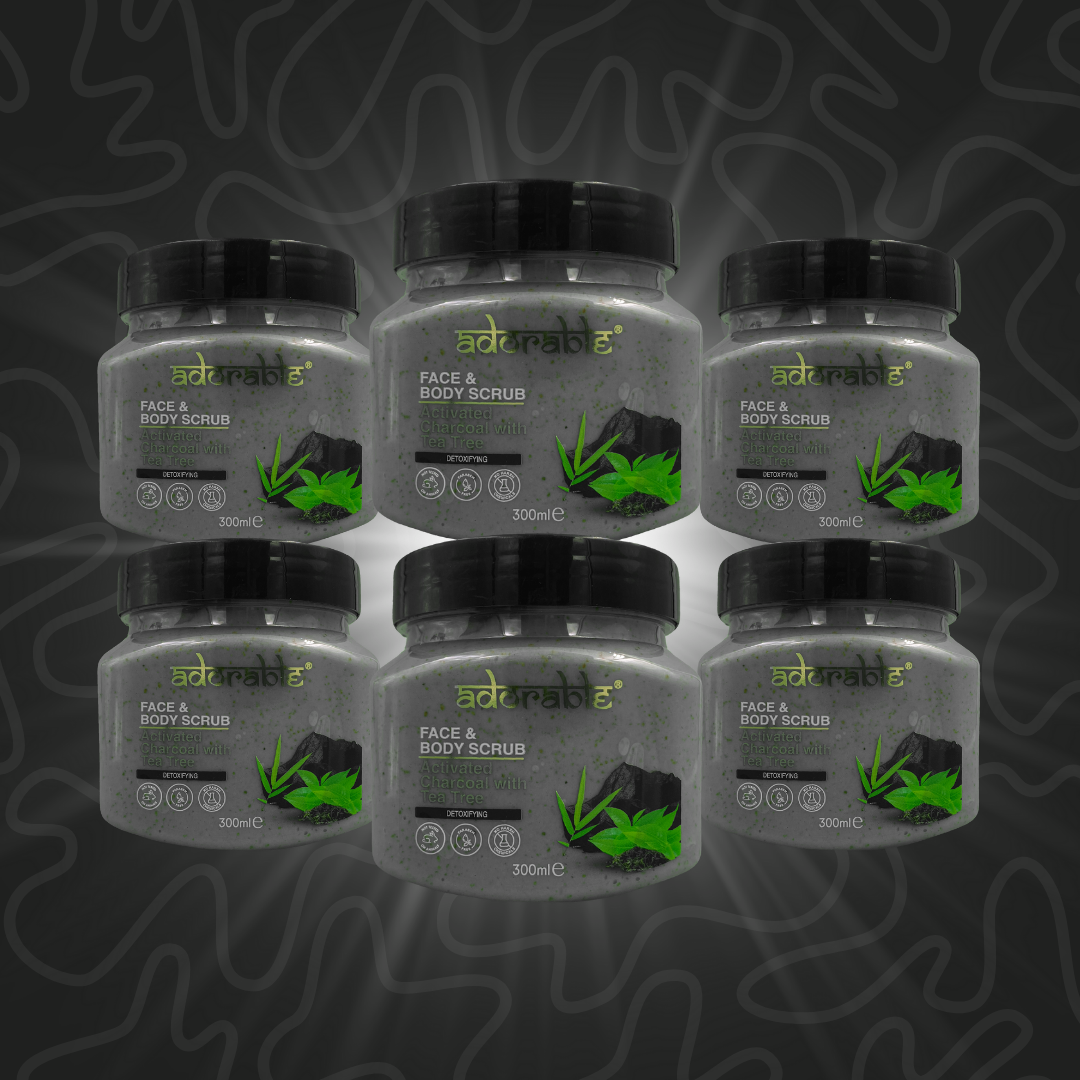Pack Adorable 6 Exfoliantes Carbón Activo&Árbol de Té 300ml