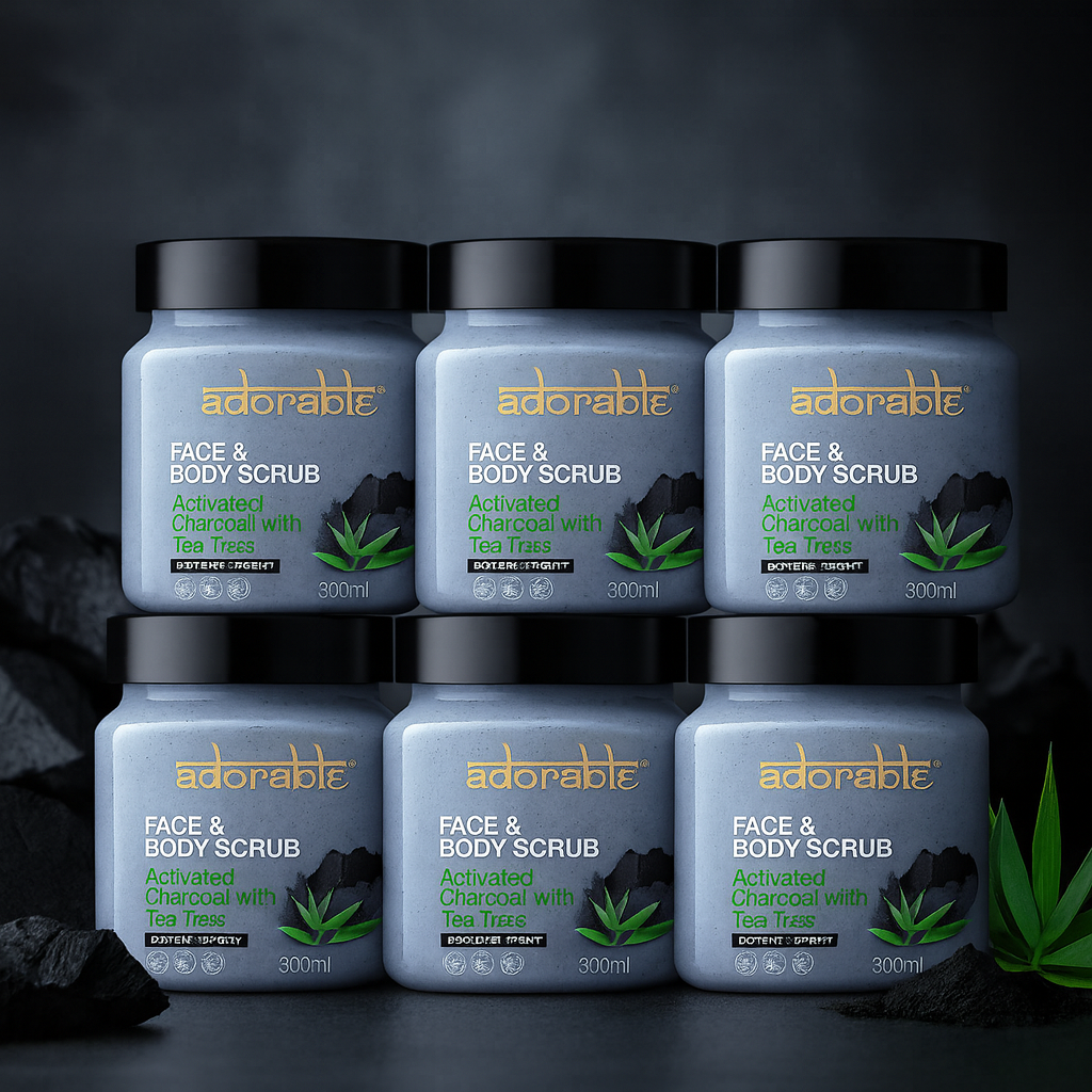 Pack Adorable 6 Exfoliantes Carbón Activo&Árbol de Té 300ml