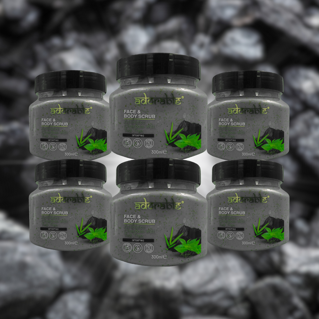 Pack Adorable 6 Exfoliantes Carbón Activo&Árbol de Té 300ml