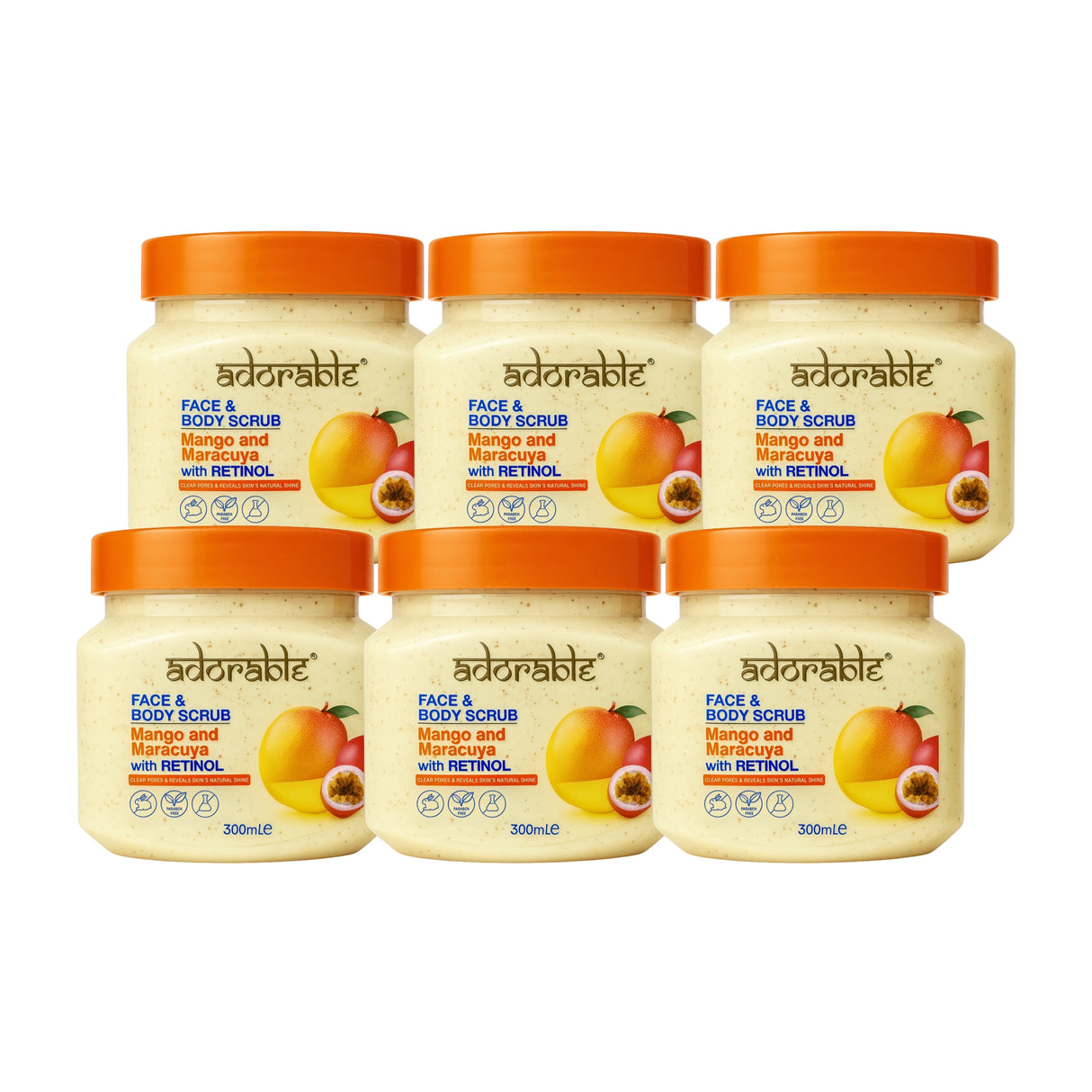 Pack Adorable 6 Exfoliantes Mango-Maracuya & Retinol 300 ml