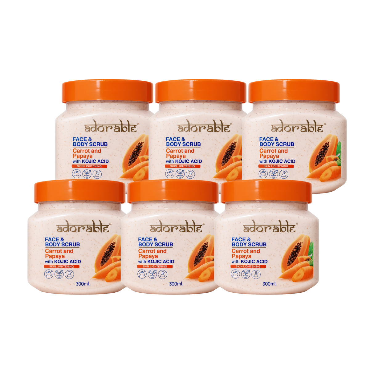 Pack Adorable 6 Exfoliantes Zanahoria-Papaya & Ácido Kójico 300ml