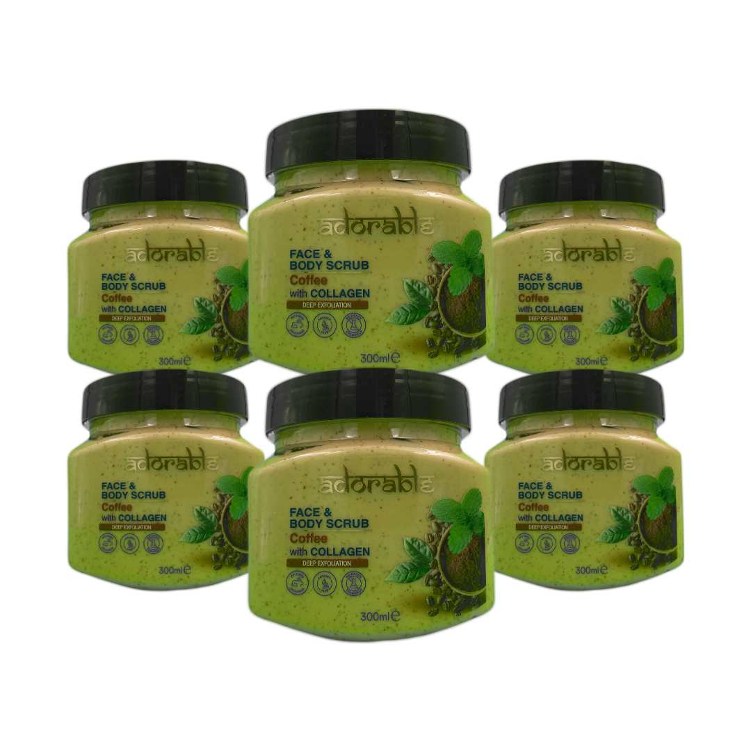 Pack Adorable 6 Exfoliantes Café & Colágeno 300 ml