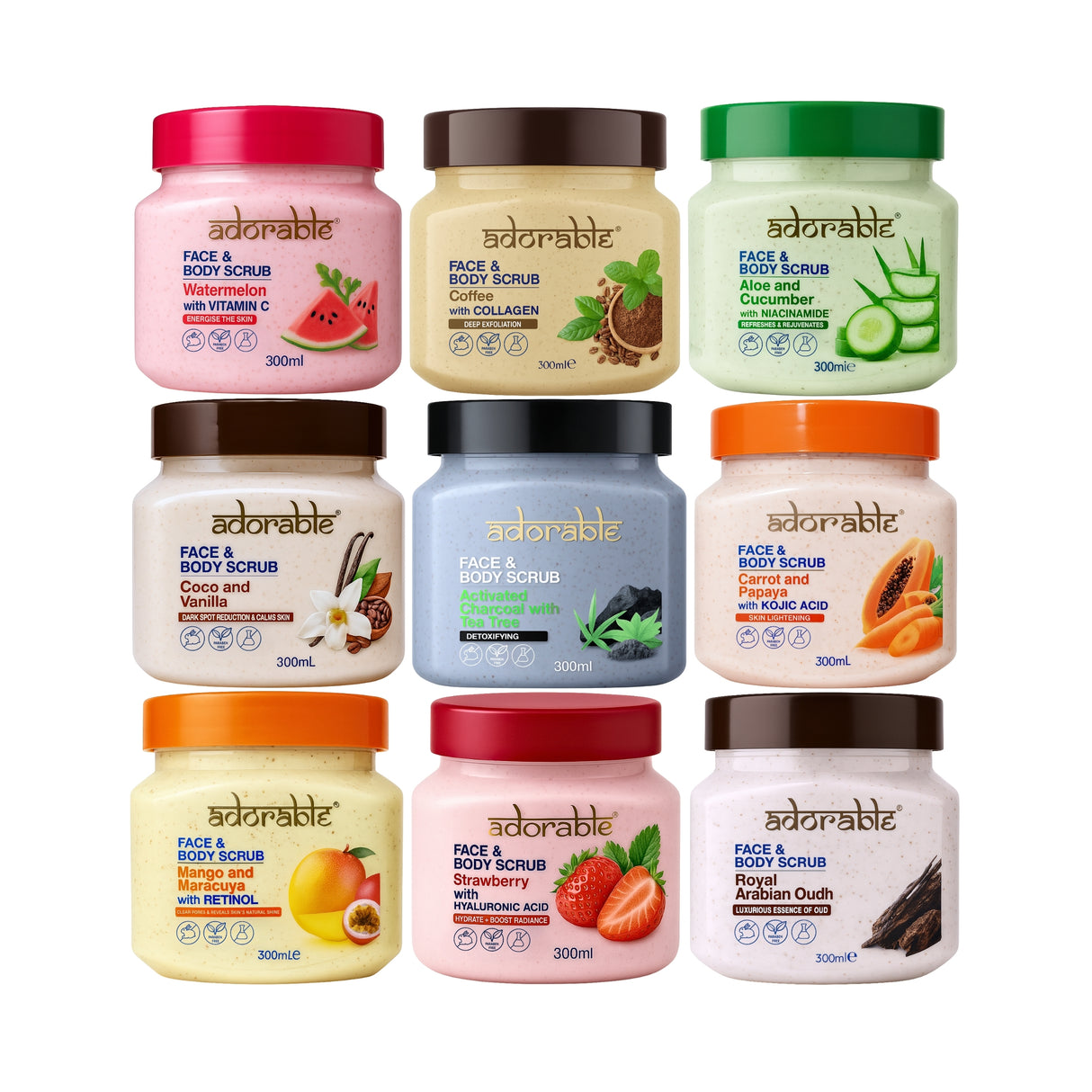 Pack Adorable 9 Exfoliantes Surtidos 300 ml