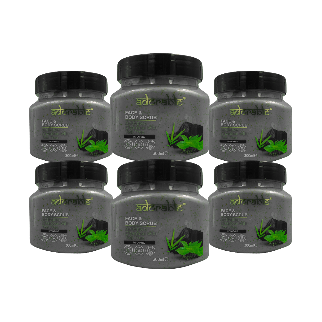 Pack Adorable 6 Exfoliantes Carbón Activo&Árbol de Té 300ml