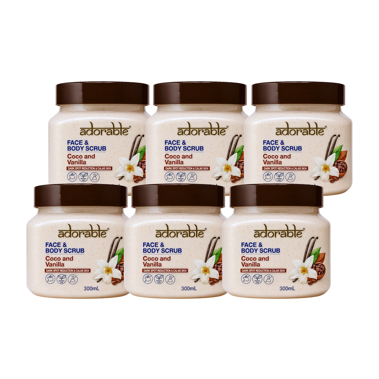 Pack Adorable 6 Exfoliantes Coco-Vainilla 300 ml
